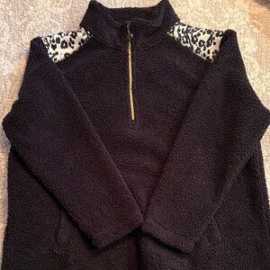 Lilly Pulitzer Wallen Sherpa 1/2 Zip Jacket Pullover Black - Size XL